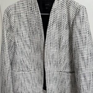 J. Crew Black and White Blazer with Textured Design